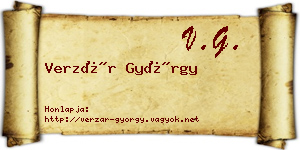 Verzár György névjegykártya